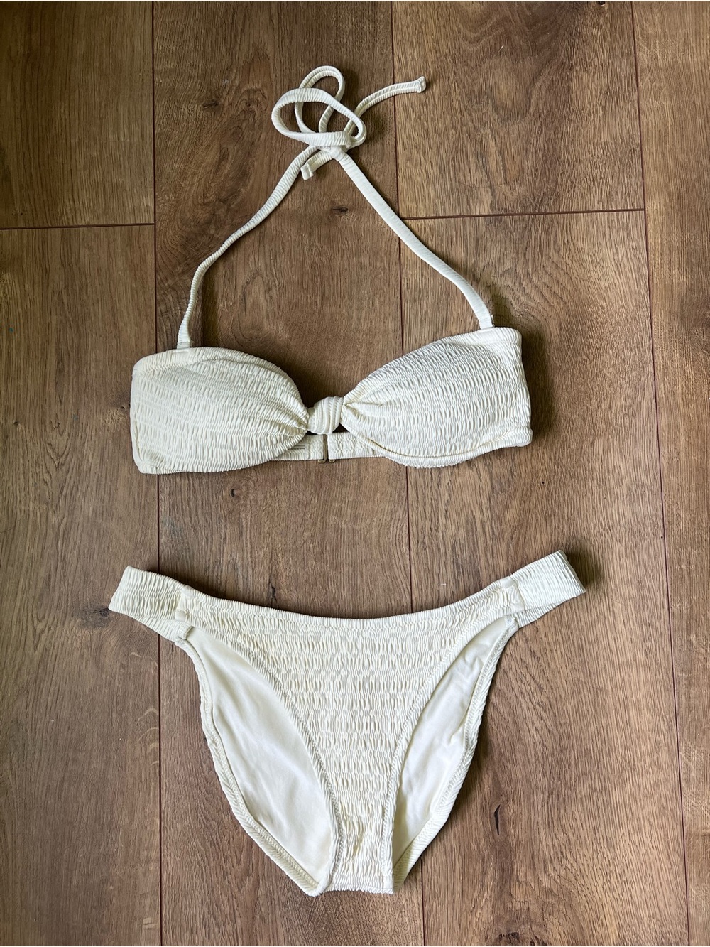 Ripcurl Cream Textured Bandeau Bikini Set